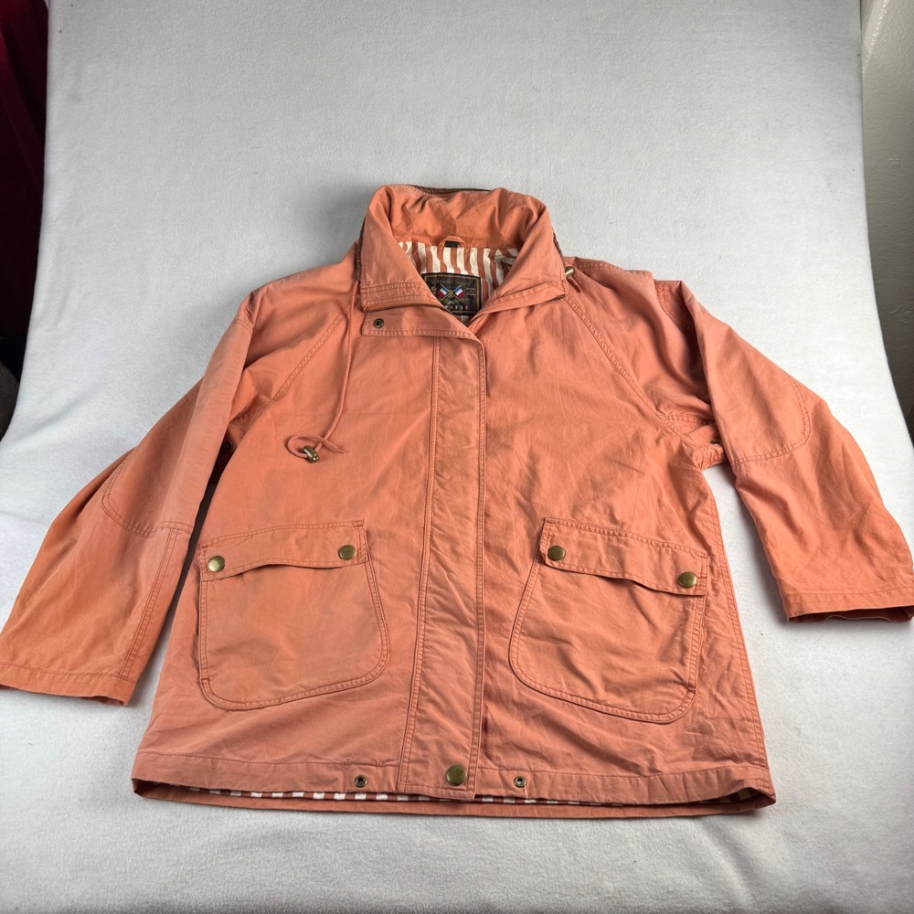 French Country Express Women's M Utility Barn Jacket Coral Hidden Hood Zip